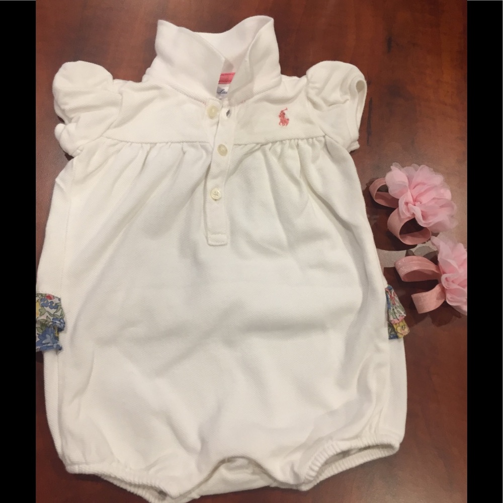 RALPH LAUREN ROMPER W/HANDMADE FOOTLESS SANDALS 3M